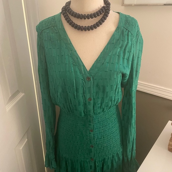 Anthropologie đź’š Green Smocked Maxi Dress - Picture 7 of 8